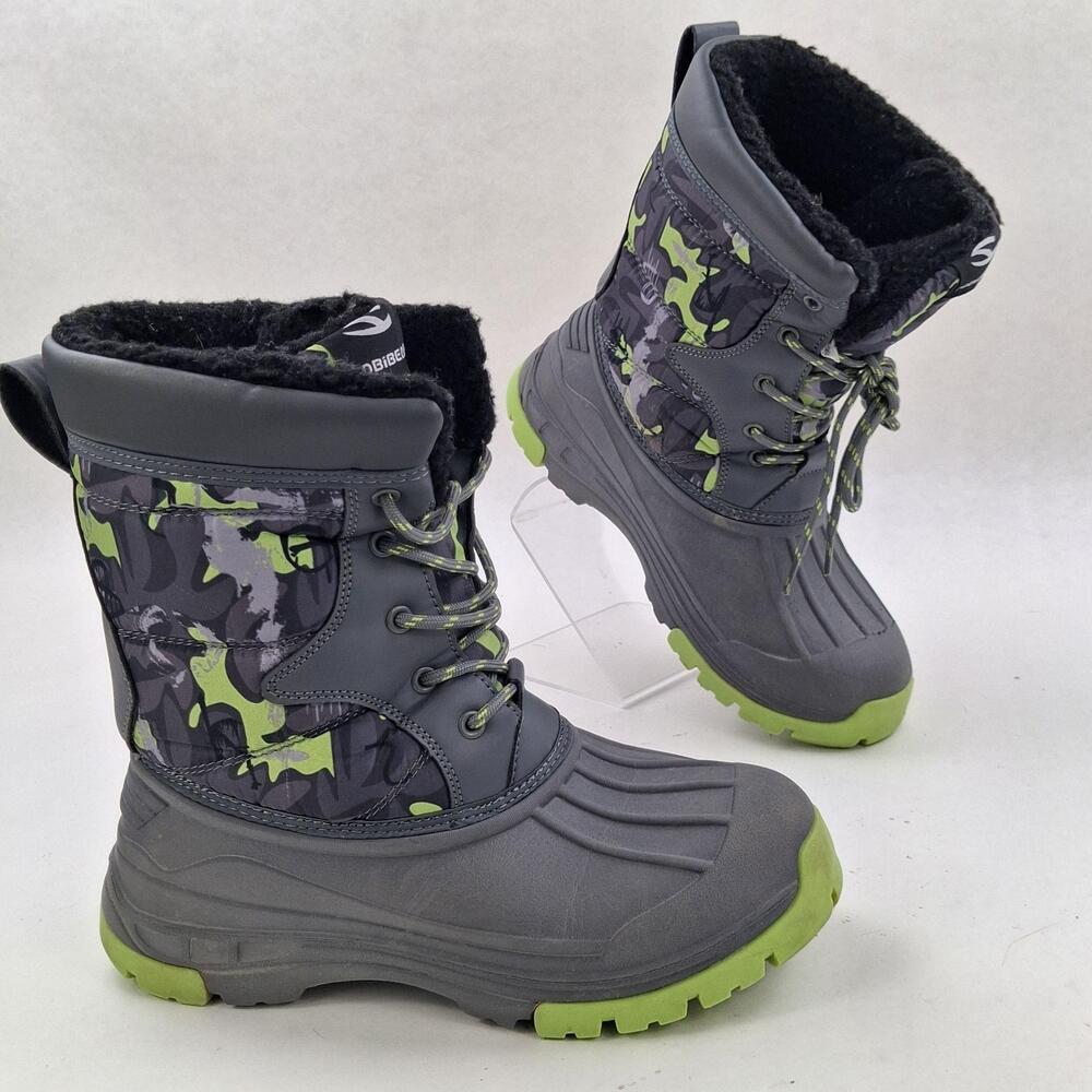 HOBIBEAR Snow Boots Kids Size 6 Gray Camo Insulated Faux Fur Winter Lined